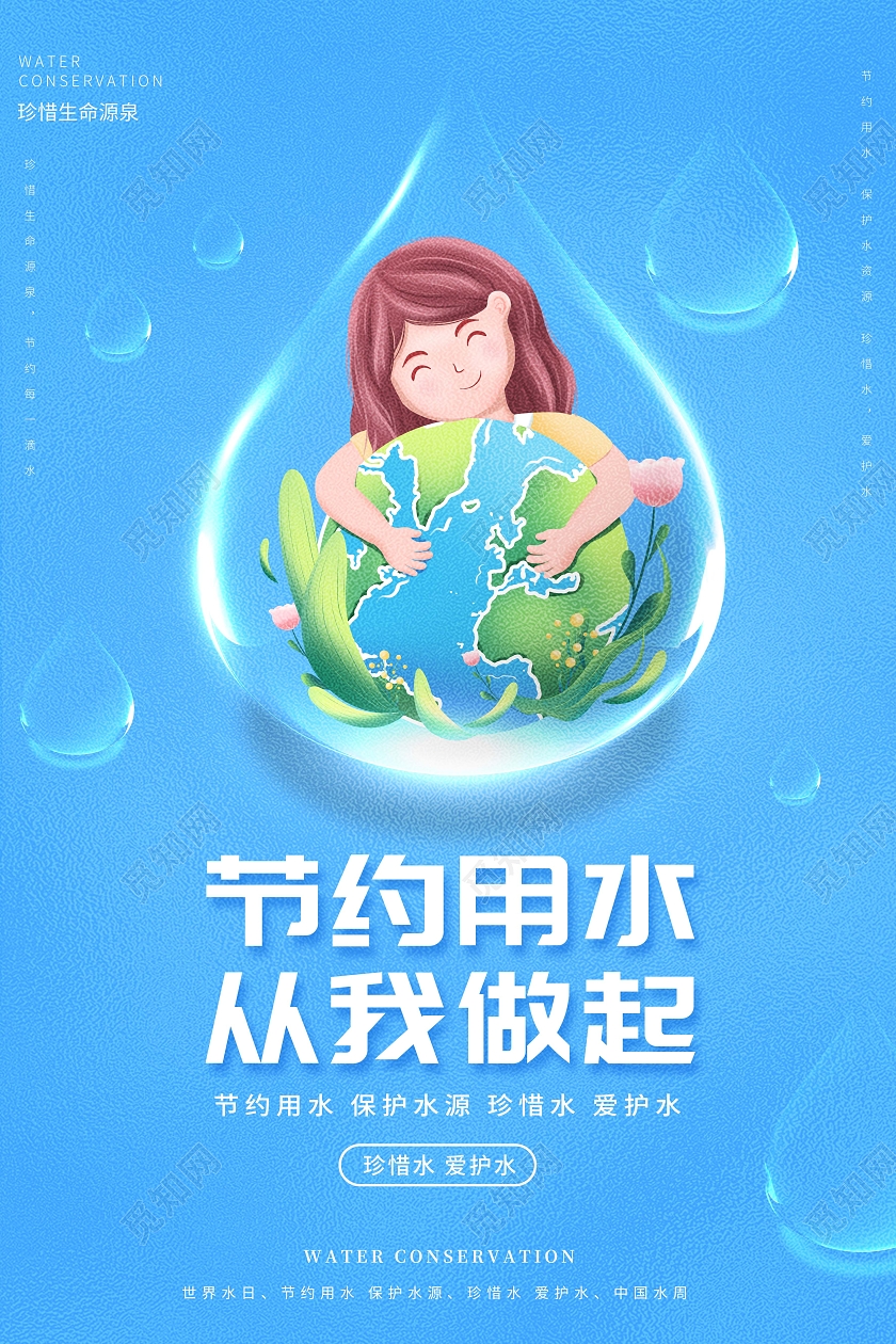 创意节约用水从我做起海报节约用水海报
