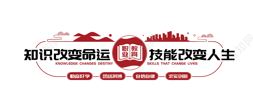 红色简约大气职业教育文化墙