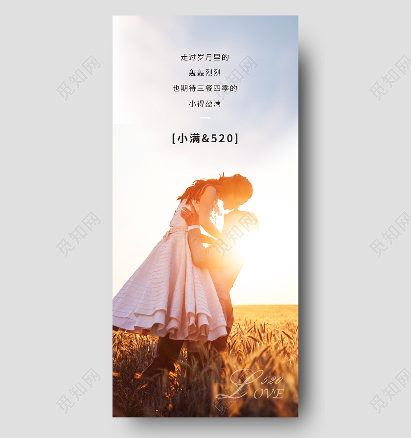 简约520小满手机宣传海报