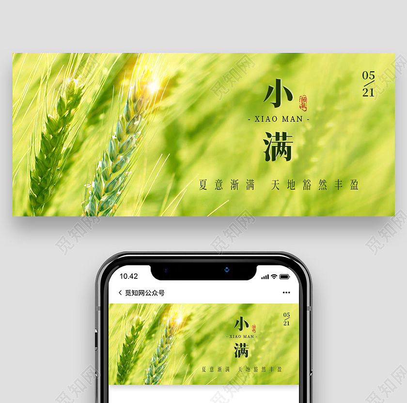 黄色简约24节气小满微信公众号首图