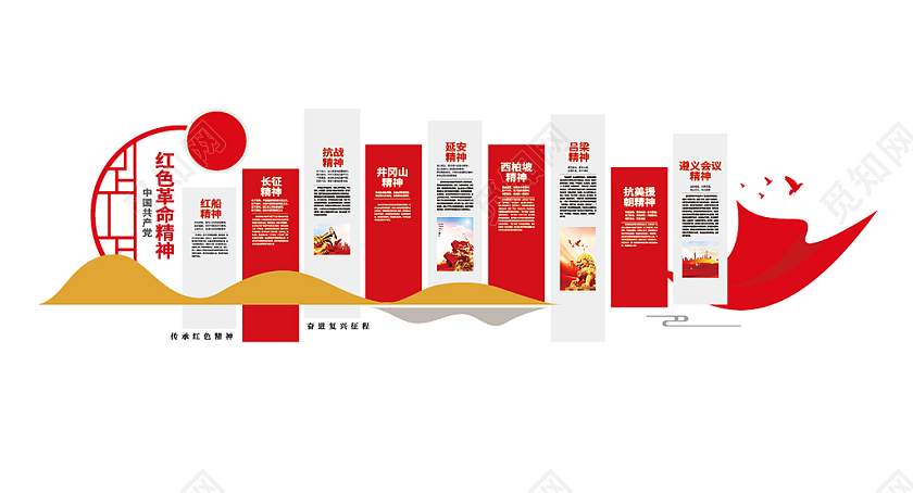 中国共产党红色革命精神文化墙党建文化墙