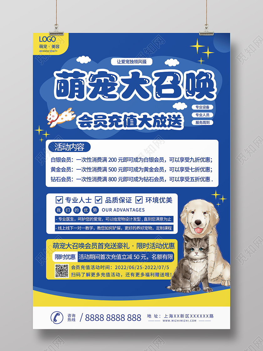 喵星人生活馆宠物店宣传海报会员充值促销海报海报会员充值海报