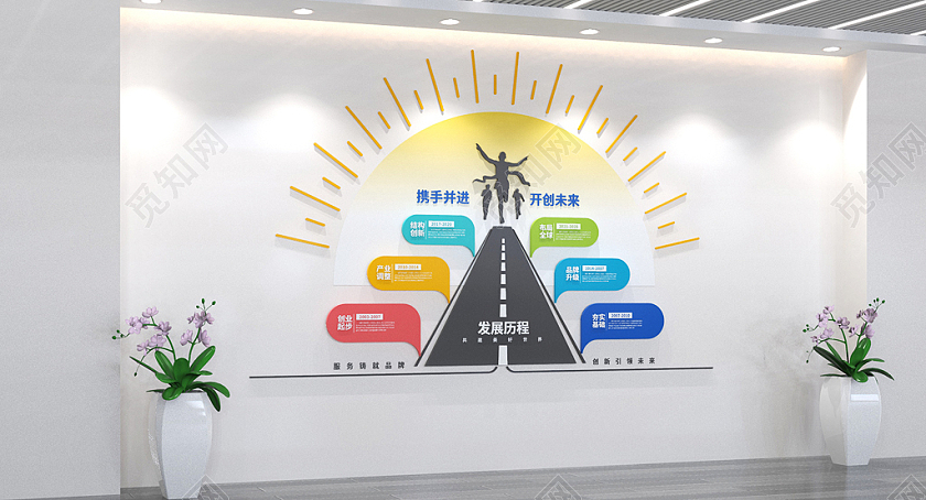 简约创意企业发展历程文化墙企业文化墙