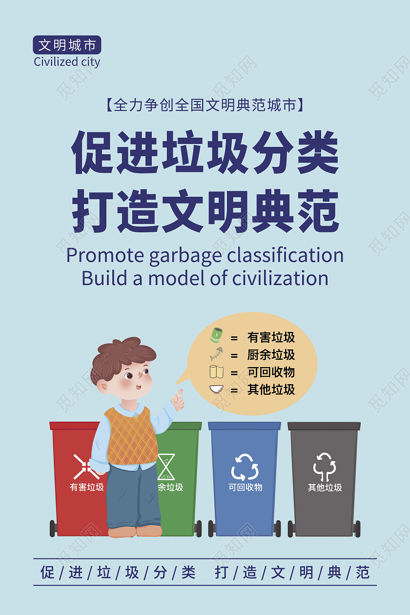 卡通创建文明城市海报套图文明城市套图