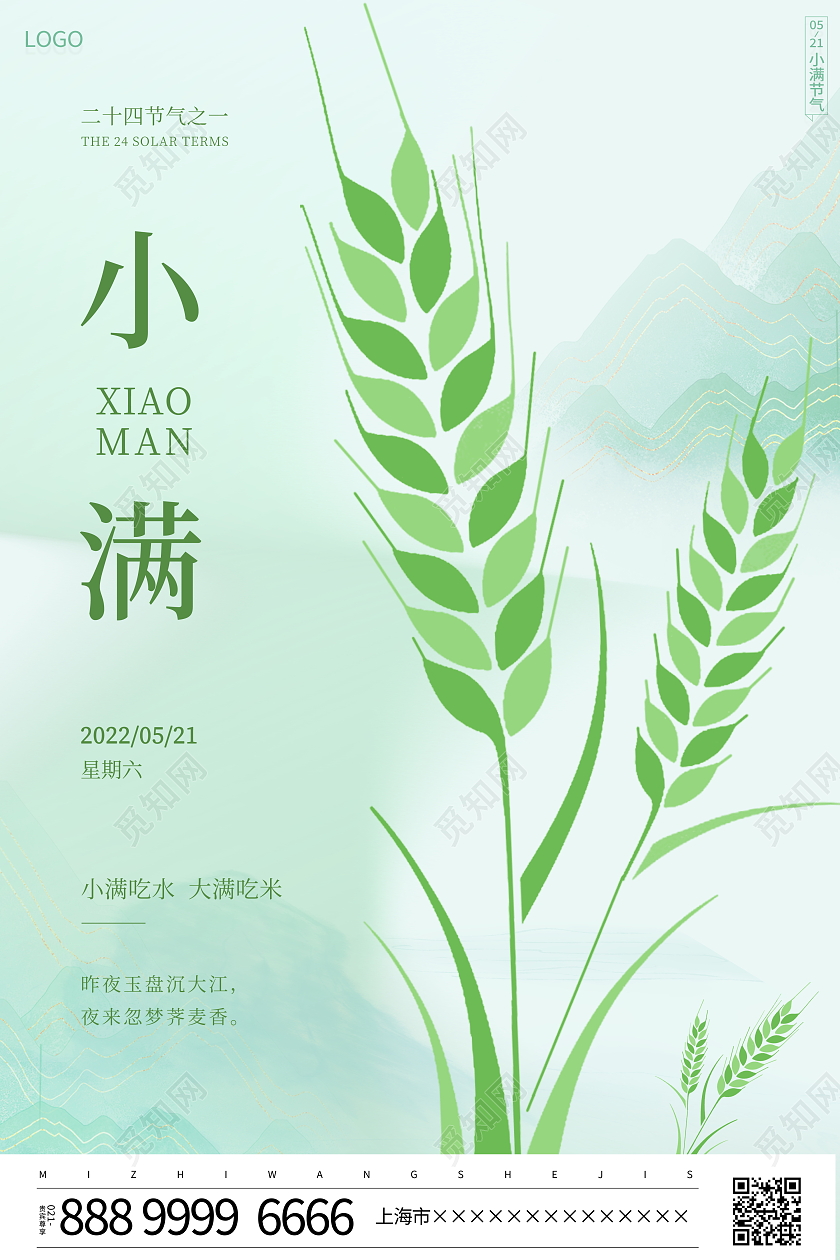 时尚简约二十四节气小满宣传海报