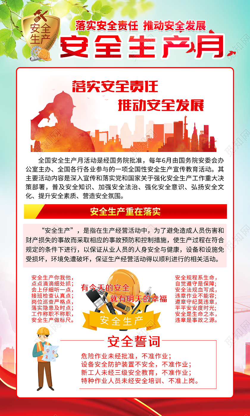 蓝色2022安全生产月宣传挂图安全生产套图