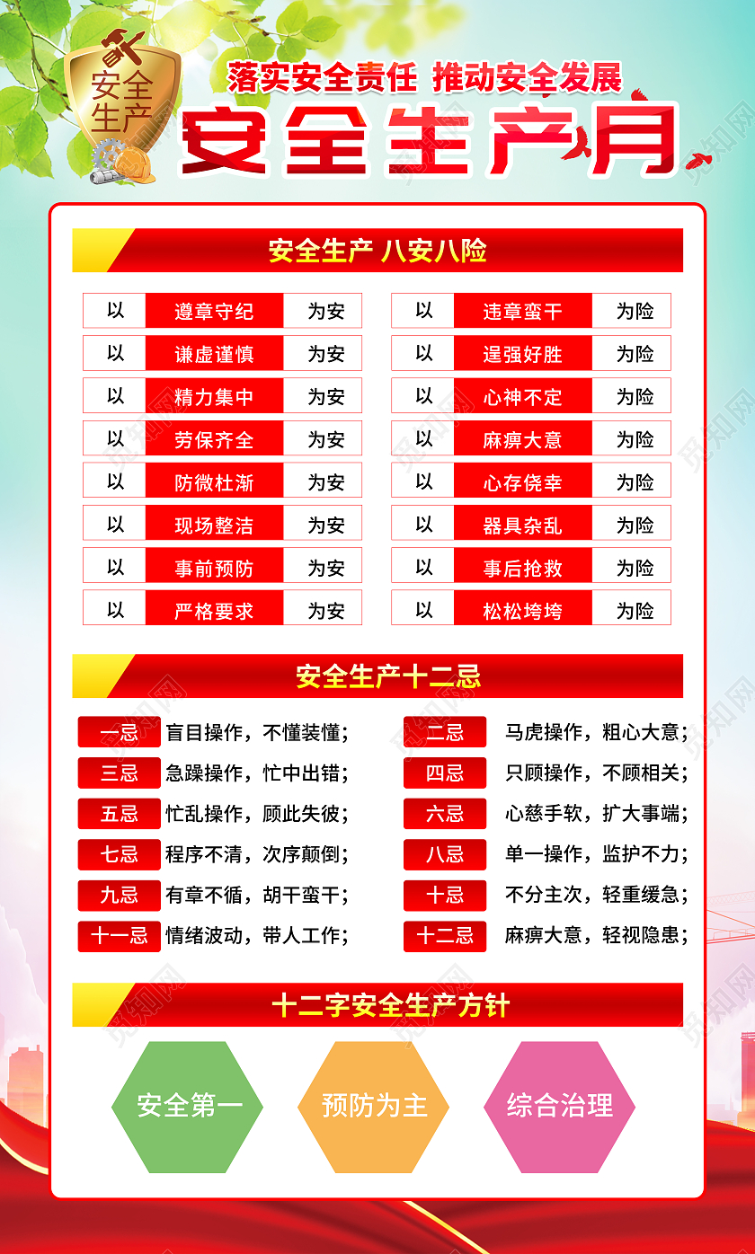 蓝色2022安全生产月宣传挂图安全生产套图