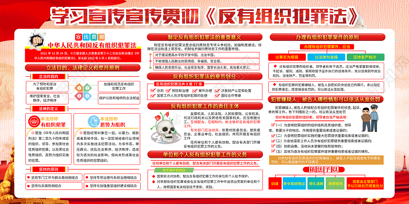 粉色2022反有组织犯罪法宣传栏
