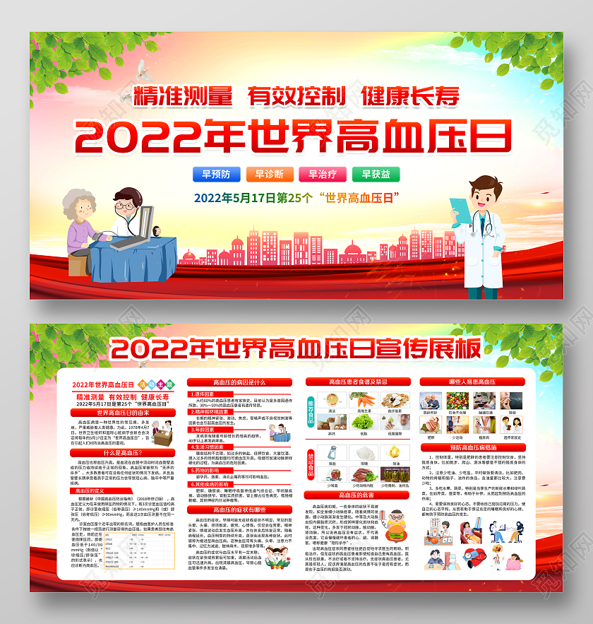渐变风格2022年世界高血压日宣传栏