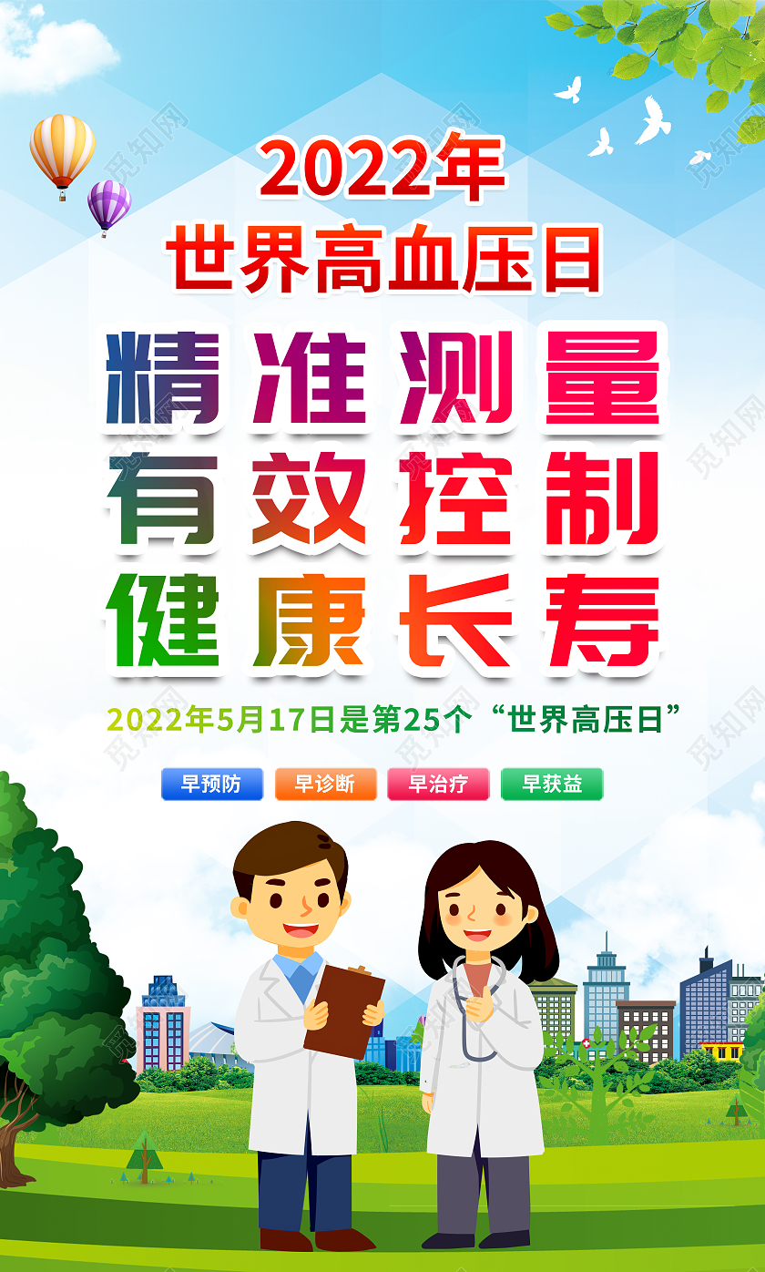 蓝色风格2022年世界高血压日宣传套图