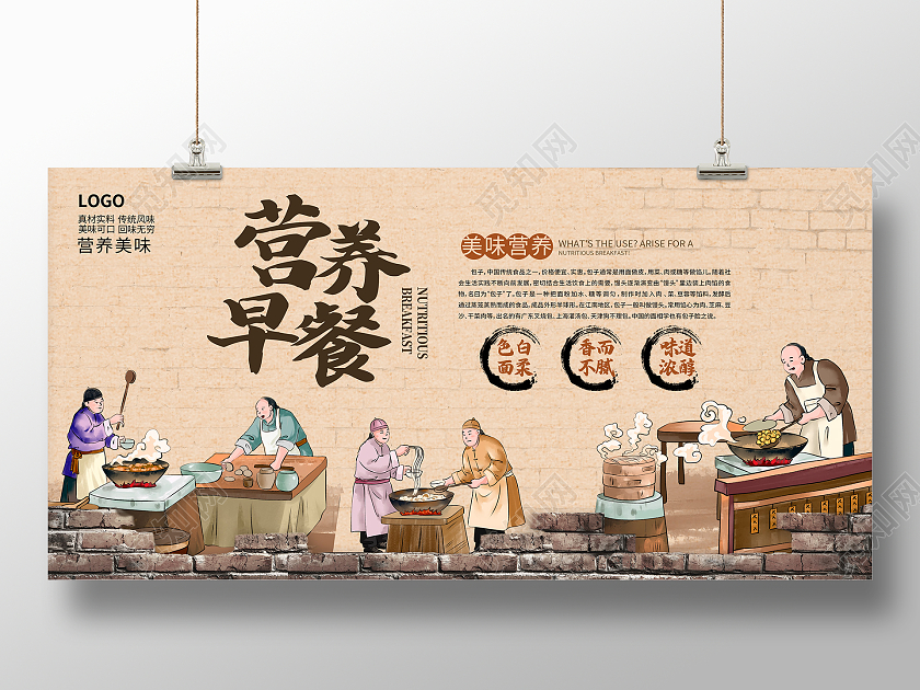 复古餐饮营养早餐展板