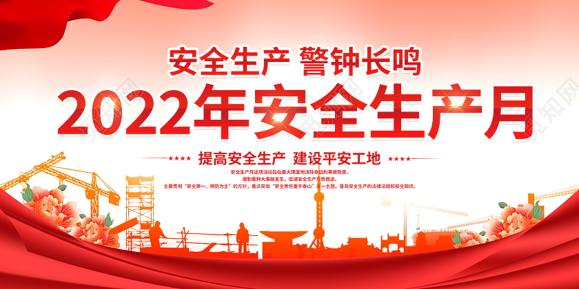 时尚大气2022年安全生产月宣传展板