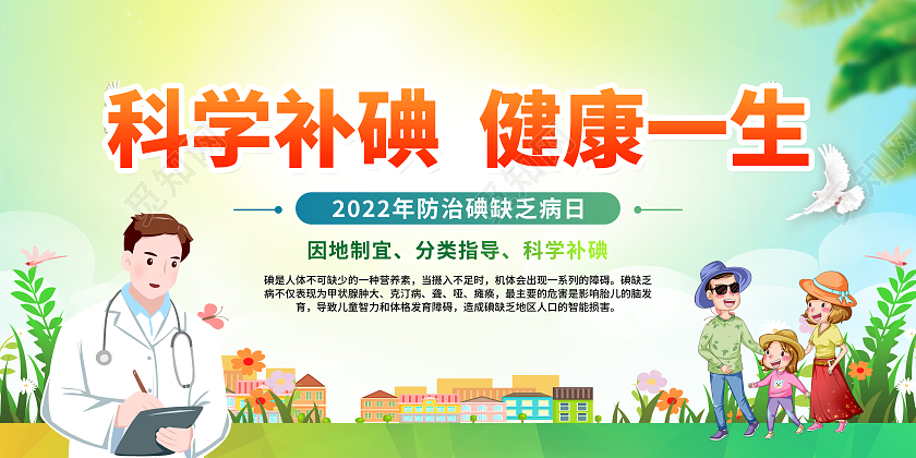 水彩2022防治碘缺乏病日宣传栏全国防治碘缺乏病日全国碘缺乏病日