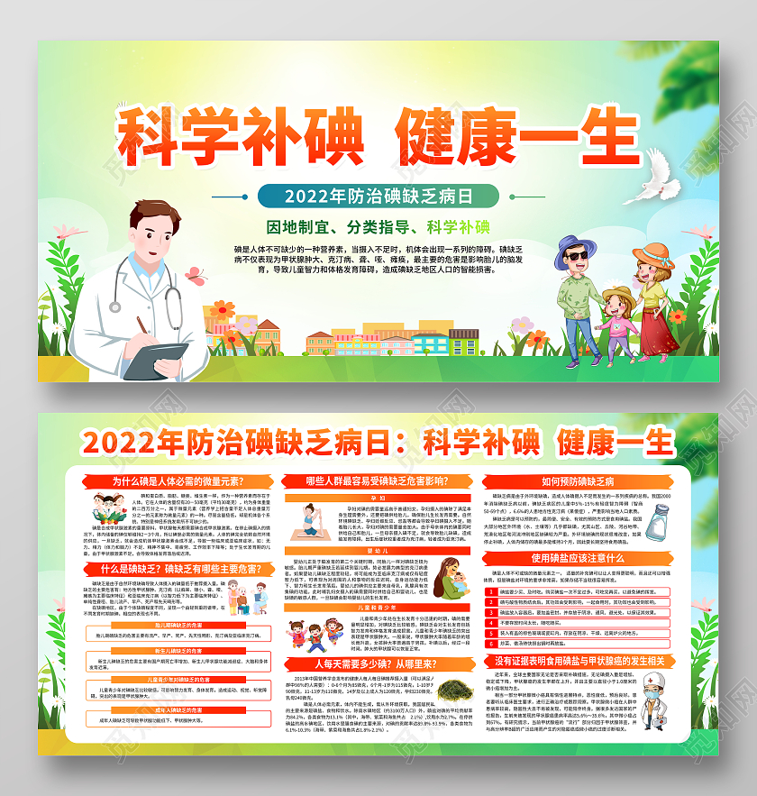 水彩2022防治碘缺乏病日宣传栏全国防治碘缺乏病日全国碘缺乏病日