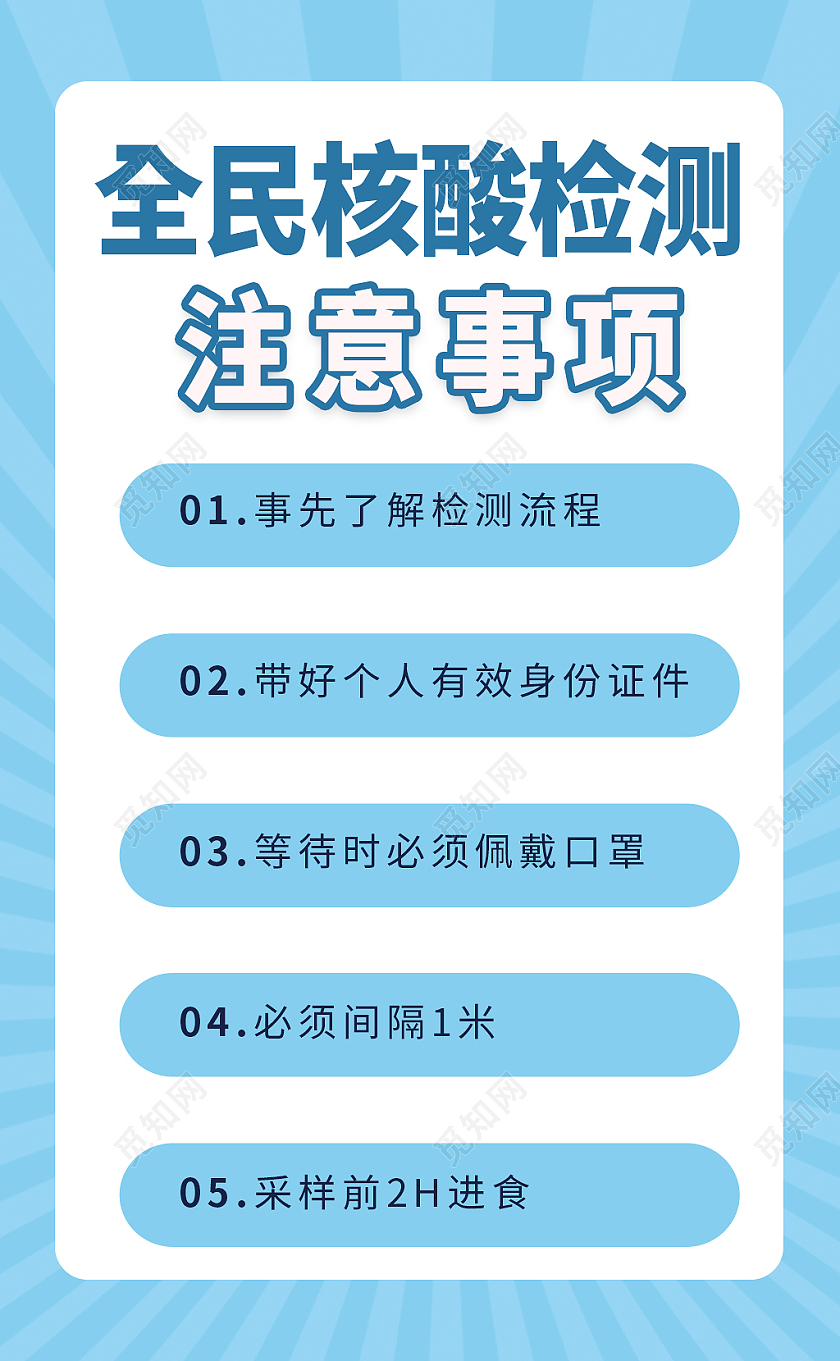 蓝色孟菲斯核算检测注意事项会员卡背景核酸检测卡