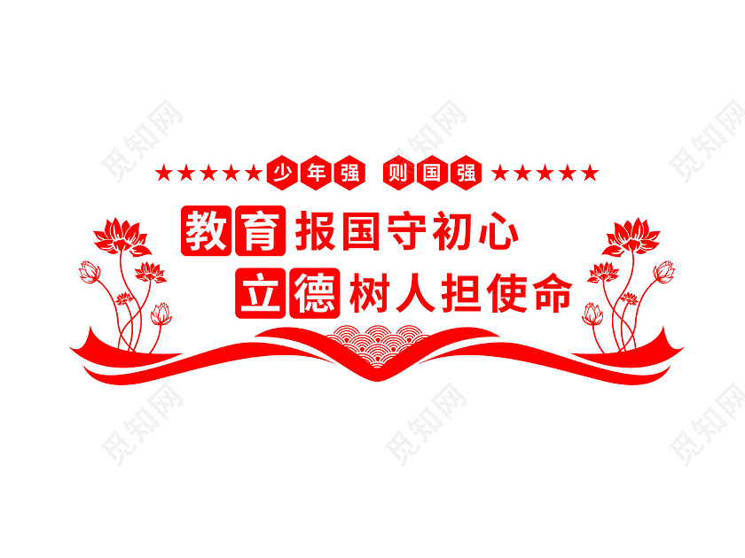 红色大气简约党建教育报国守初心立德树人担使命校园文化墙