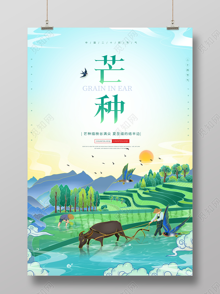 创意芒种节气二十四节气芒种海报