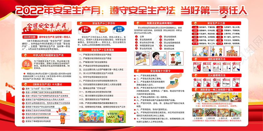 粉色2022年安全生产月宣传栏