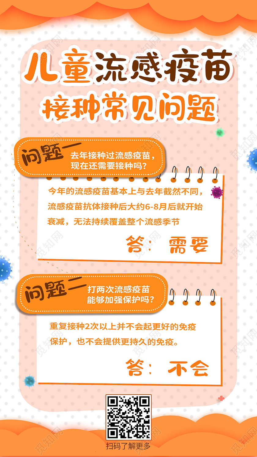 黄色简约儿童流感疫苗接种常见问题儿童接种疫苗手机文案海报