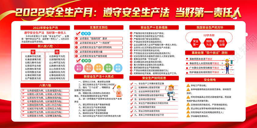 粉色风格2022安全生产月宣传栏