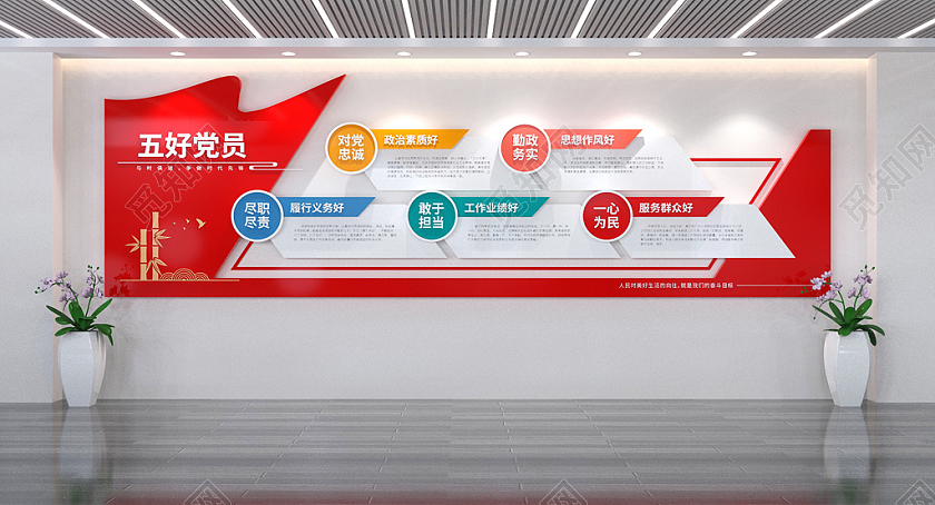 五好党员党建文化墙合格党员标准文化墙党员活动室