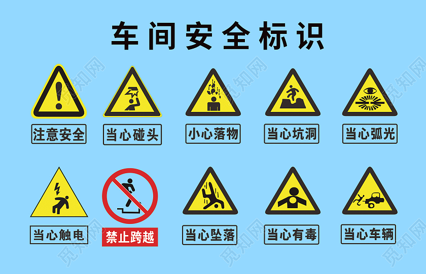 黄色简约车间安全标识牌温馨提示当心碰头