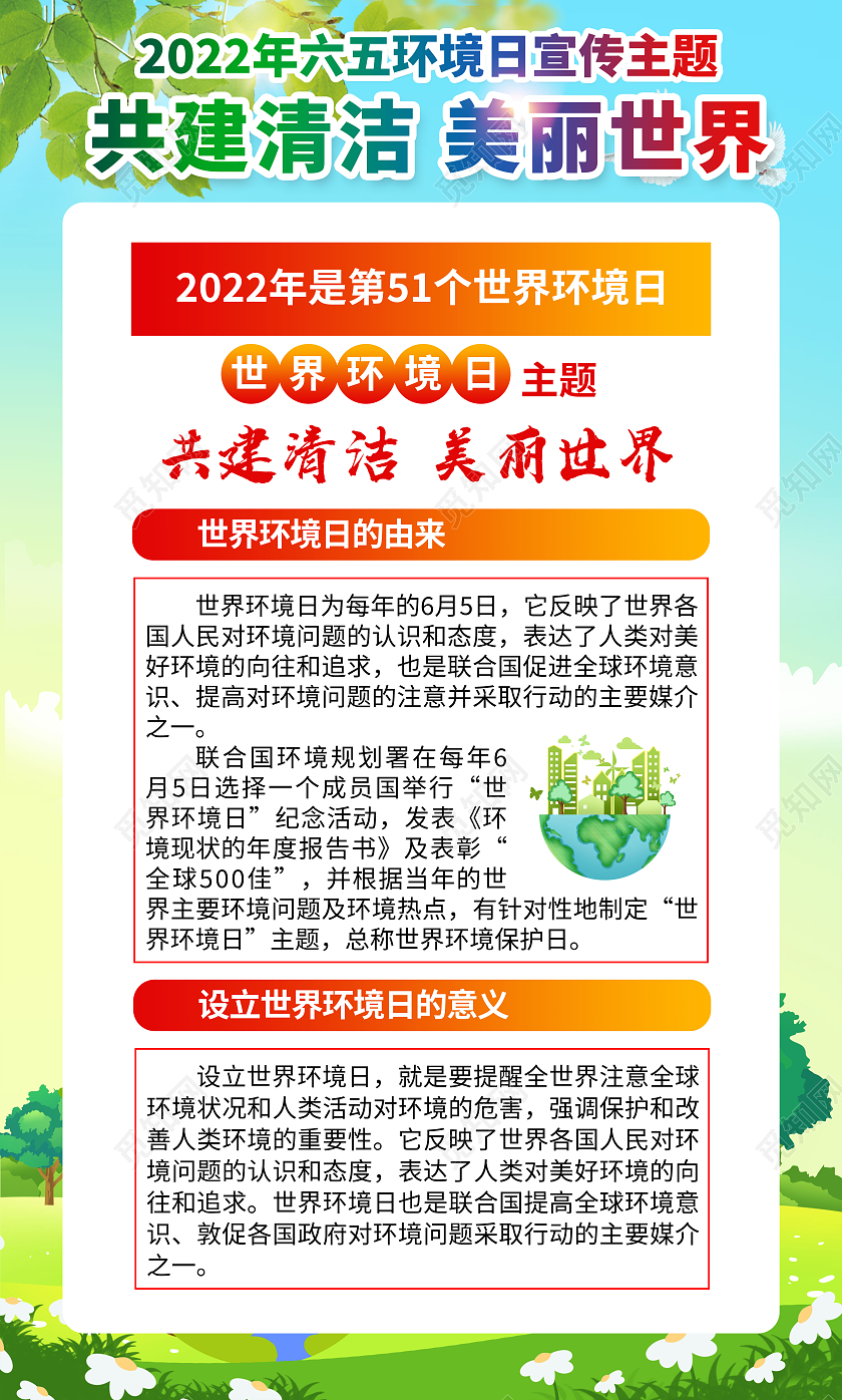 蓝色风格2022世界环境日宣传海报