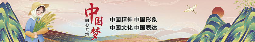 蓝粉渐变国潮中国梦乡村建设美丽乡村围挡