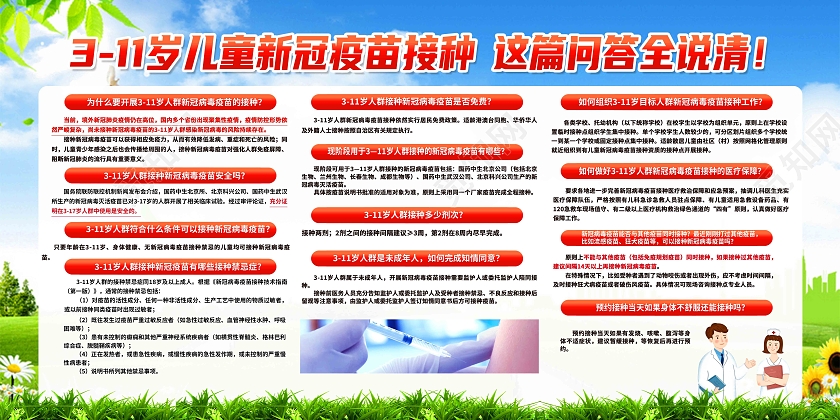 红色简约31岁儿童新冠疫苗接种儿童接种疫苗宣传栏展板