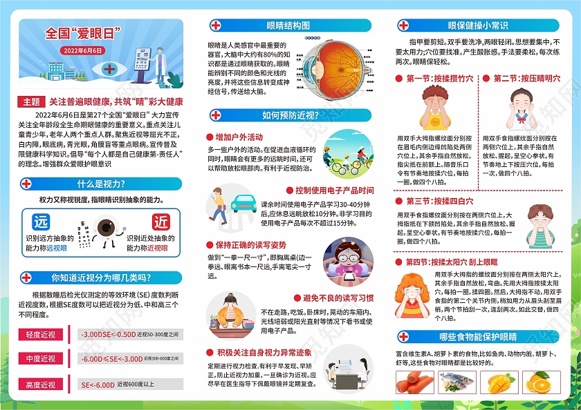 2022全国爱眼日关注普遍眼健康共筑睛彩大健康三折
