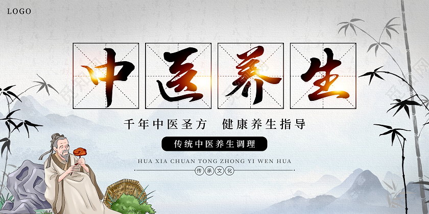 中国风水墨中医养生中医文化宣传展板