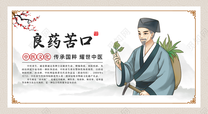 浅色简约大气中医养生文化中医文化12张宣传套图