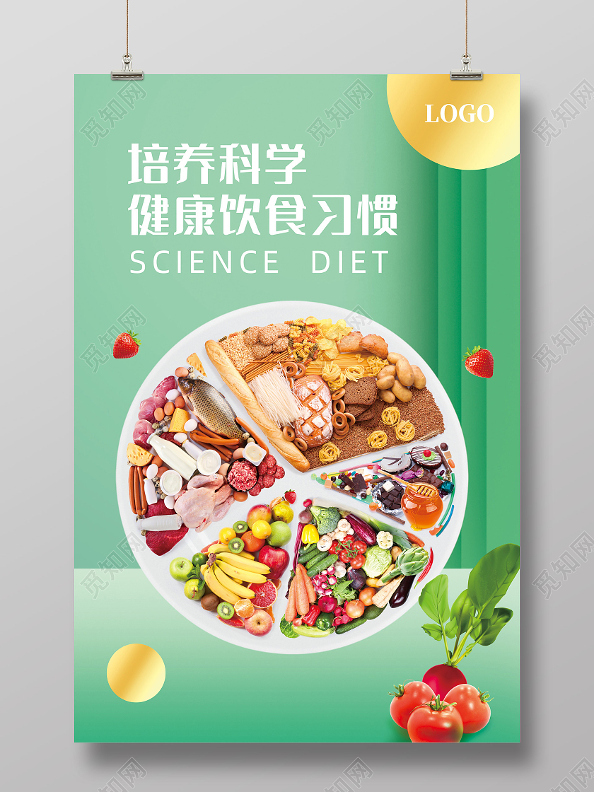 绿色简约培养科学健康饮食习惯科学饮食海报