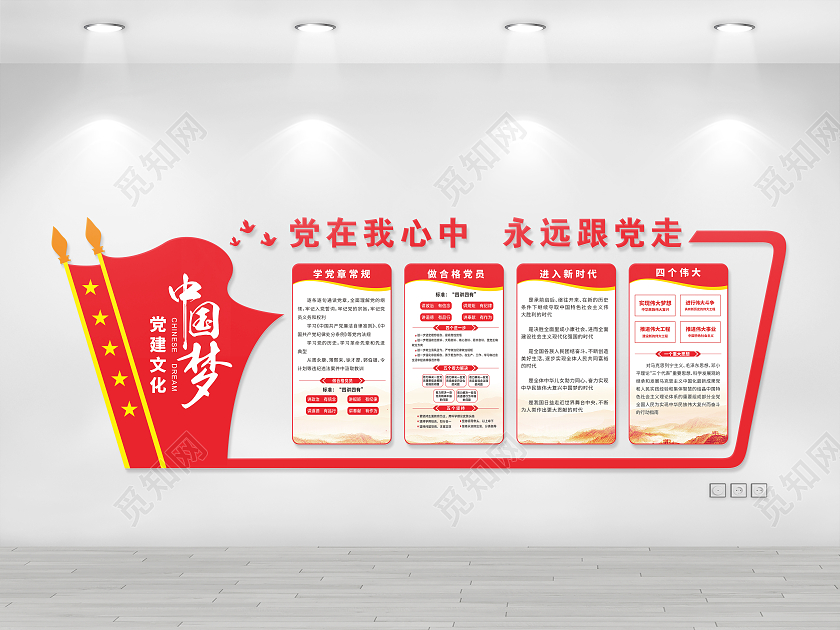 党在我心中永远跟党走党员活动室文化墙