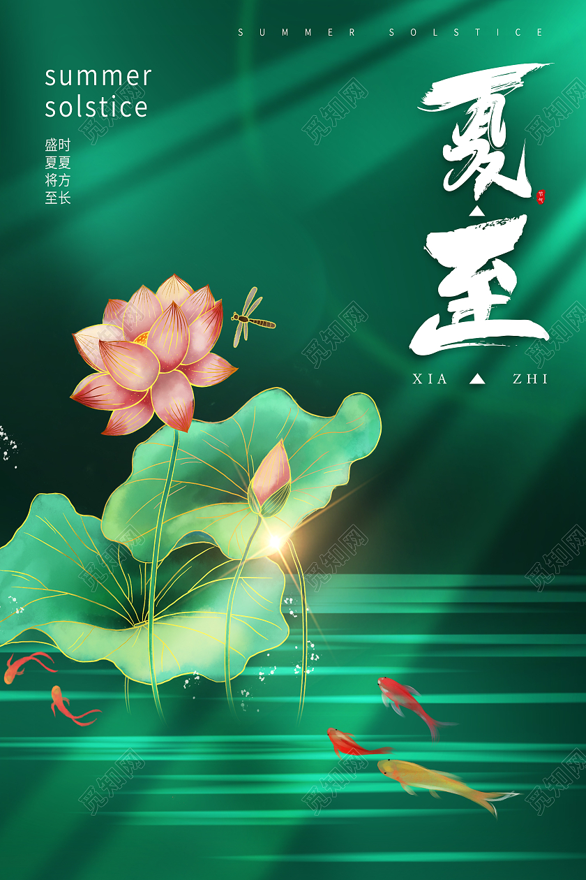 绿色简约夏至二十四节气传统节气夏至节日海报