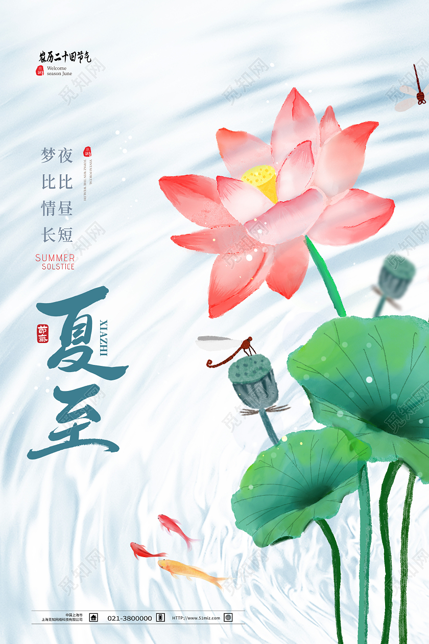 白色简约夏至二十四节气中国节气夏至节日海报