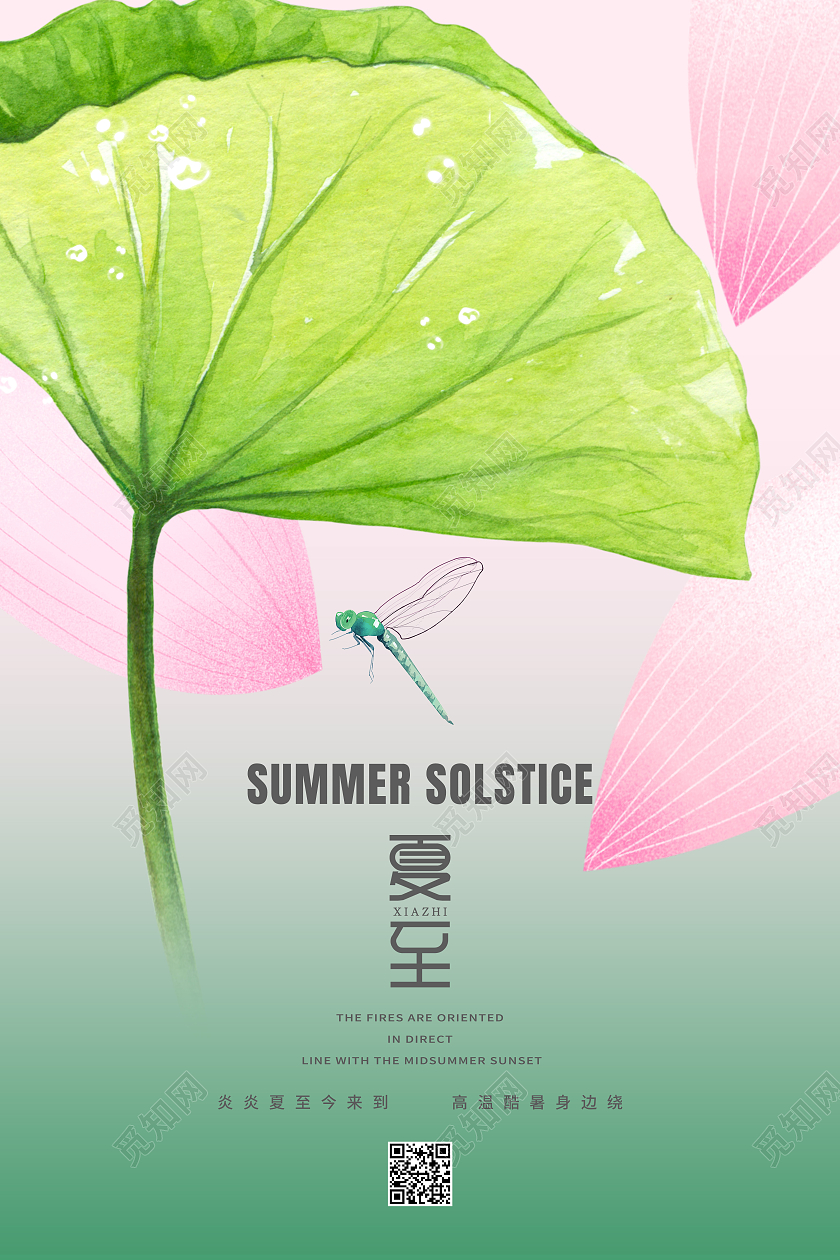 绿色简约夏至二十四节气中国节气夏至节日海报