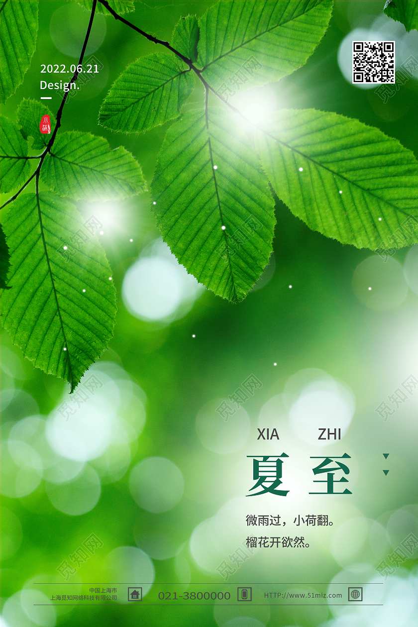 绿色简约夏至二十四节气中国节气传统节气夏至节日海报