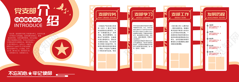 红色简约党支部介绍文化墙党员文化墙党支部文化墙文化墙