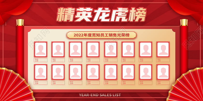 红色简约精英龙虎榜员工销售光荣榜龙虎榜展板