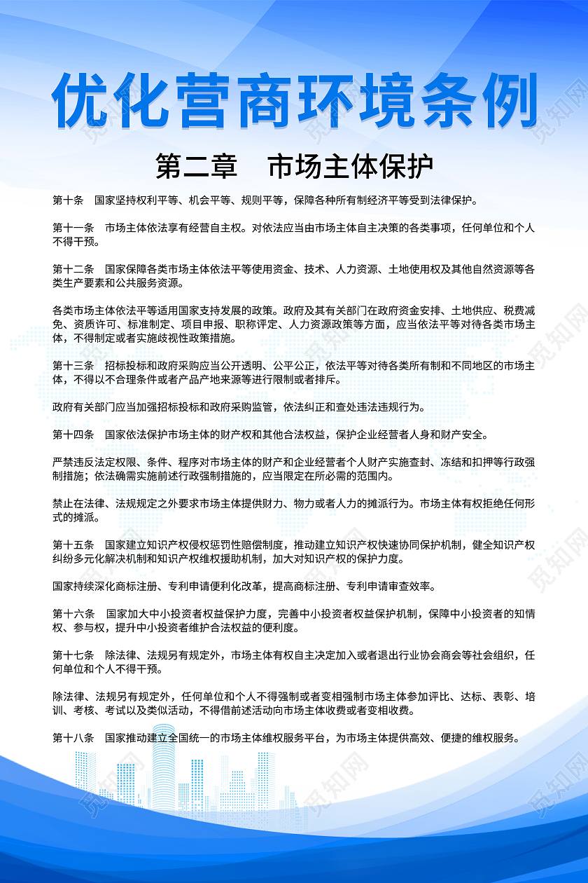 蓝色科技简约优化营商环境条例优化营商环境条例海报