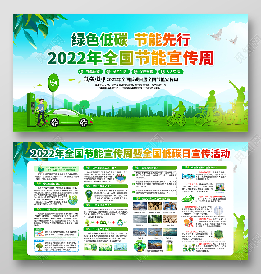 绿色风格2022全国节能宣传周宣传栏