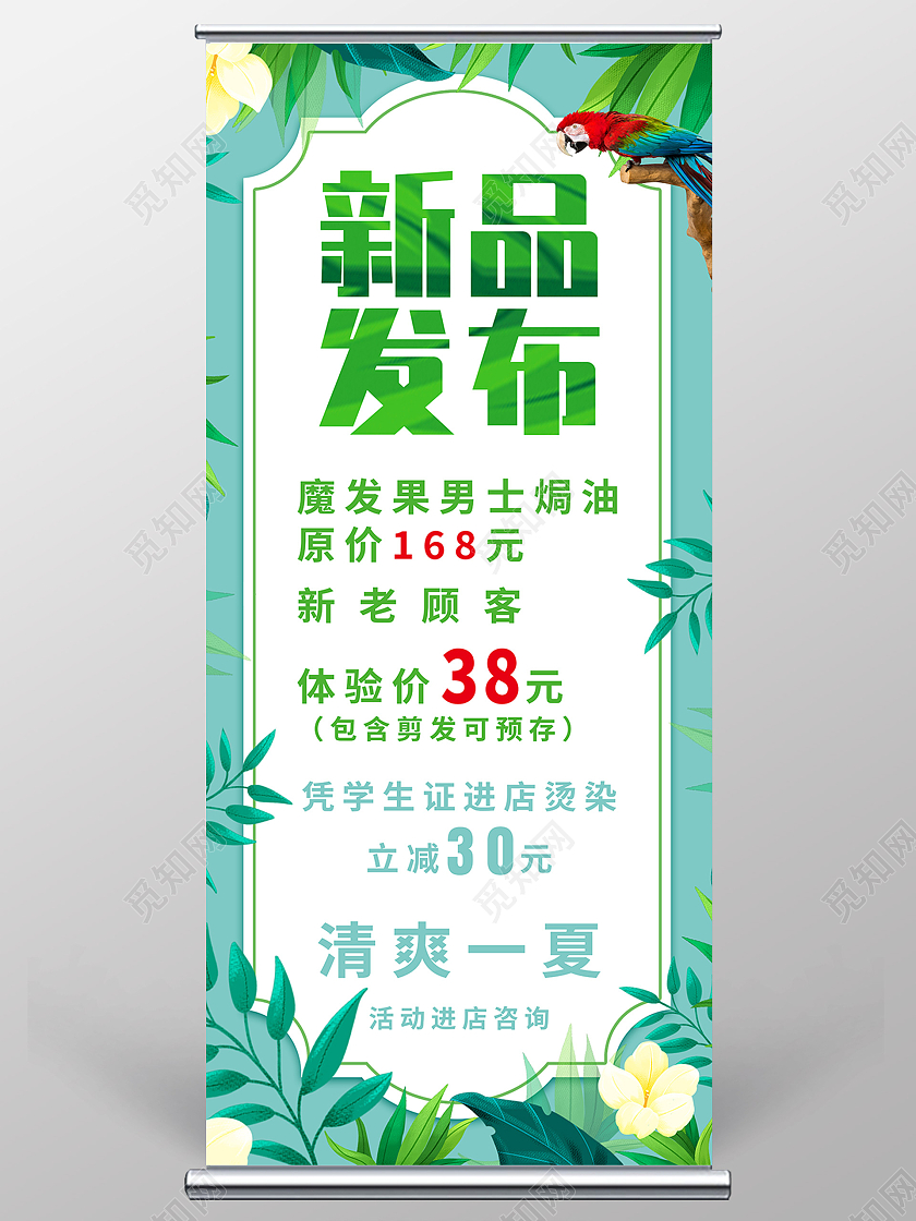 绿色简约新品发布清凉一夏新品发布展架易拉宝