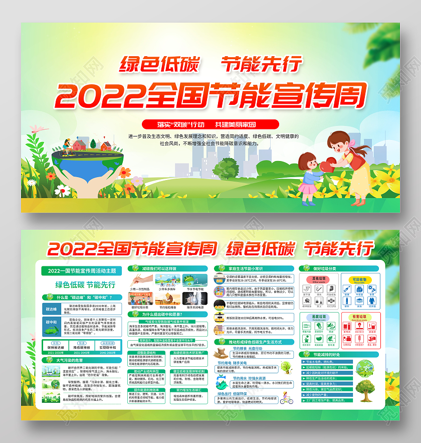 黄色渐变风格2022全国节能宣传周宣传栏