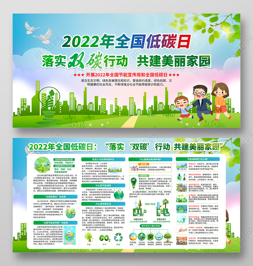蓝色渐变风格2022全国低碳日宣传栏