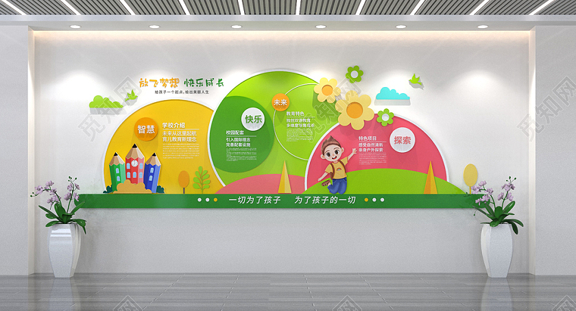 卡通风格幼儿园文化墙校园文化墙