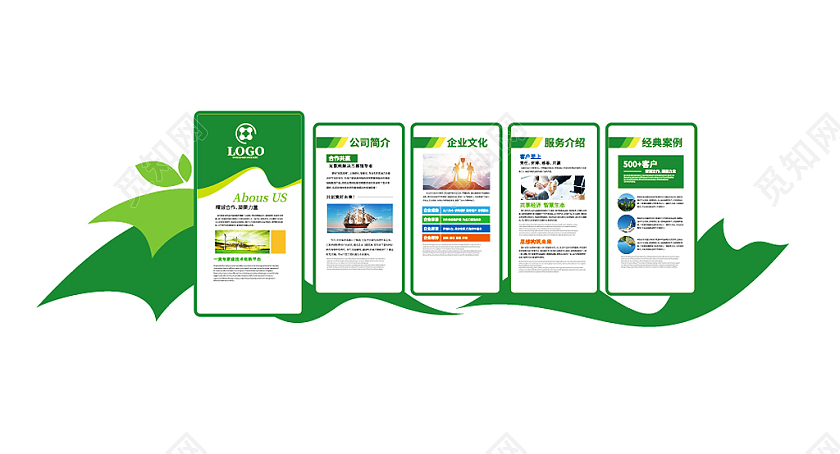 创意绿色环保企业简介文化墙企业文化墙