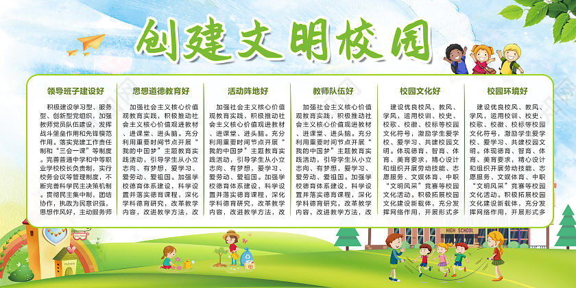 绿色创建文明学校宣传栏创建文明校园宣传栏