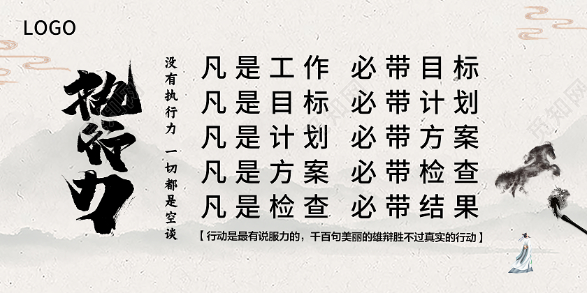 古风简约大气执行力说明宣传展板执行力展板