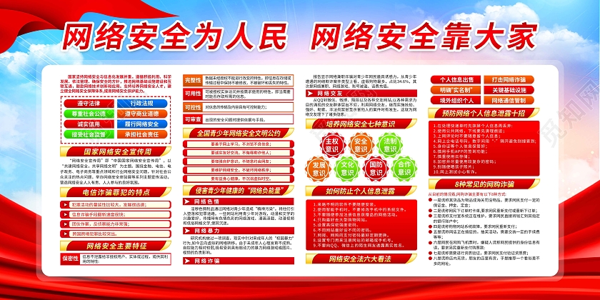 蓝色简约网络安全为人民网络安全靠大家网络安全宣传栏